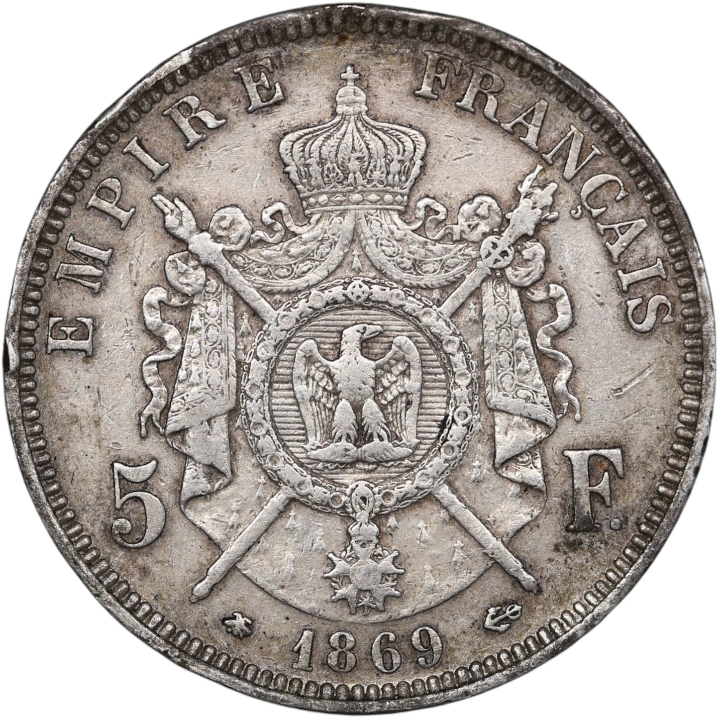 Napoléon III (1852-1870) 5 Francs Argent 1869 A Paris 24.87 gr