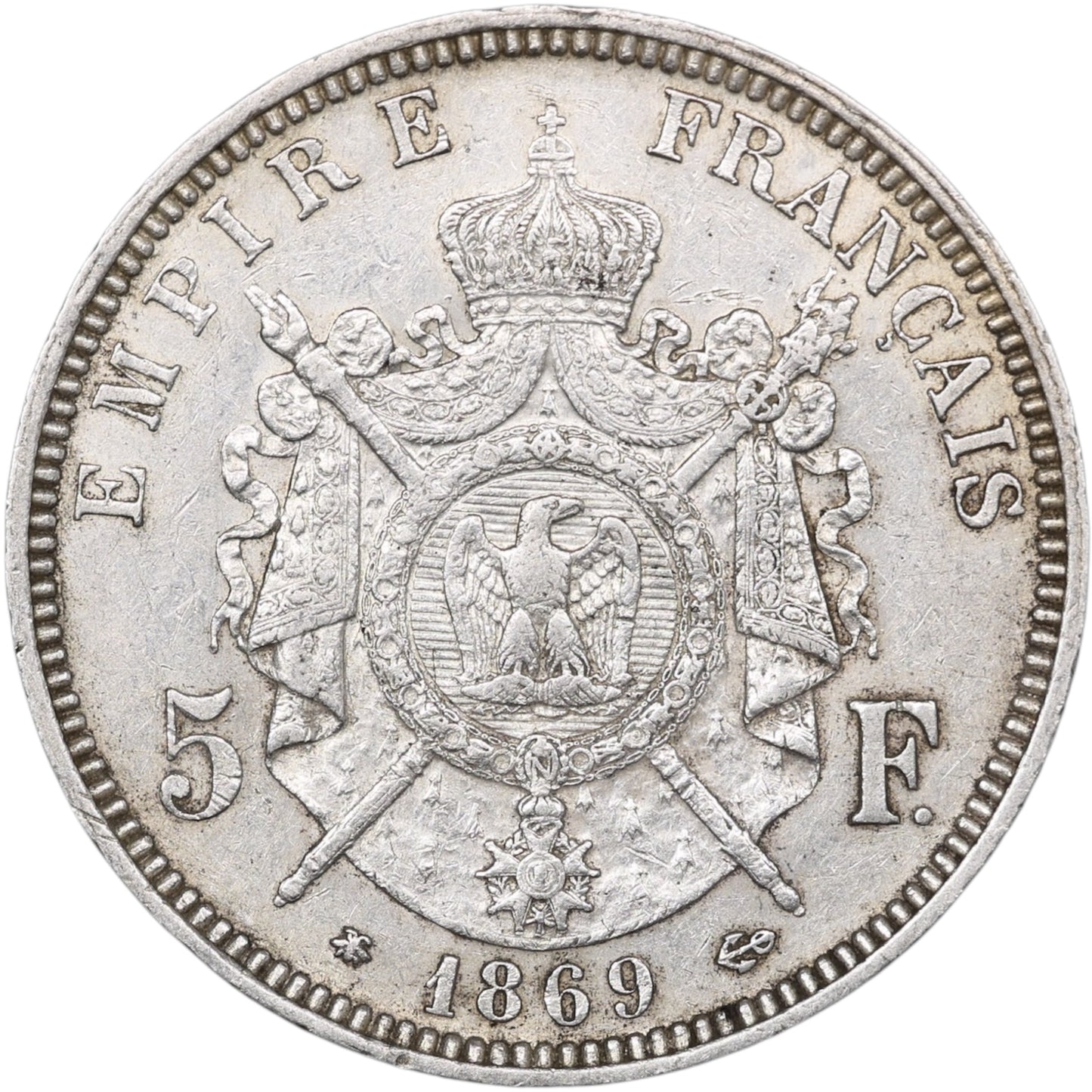 Napoléon III (1852-1870) 5 Francs Argent 1869 A Paris 25.00 gr