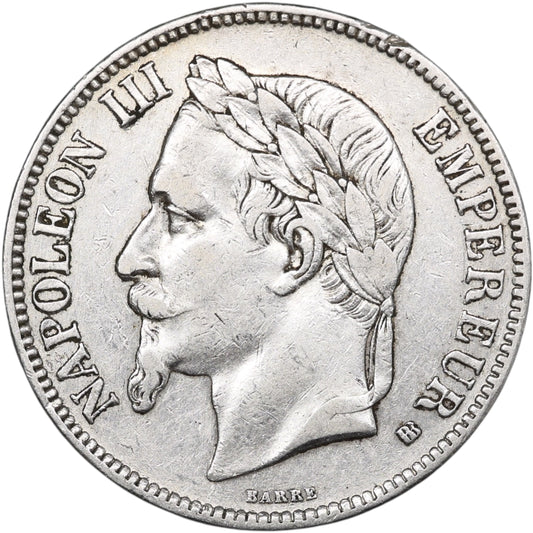 Napoléon III (1852-1870) 5 Francs Argent 1869 BB Strasbourg 24.94 gr