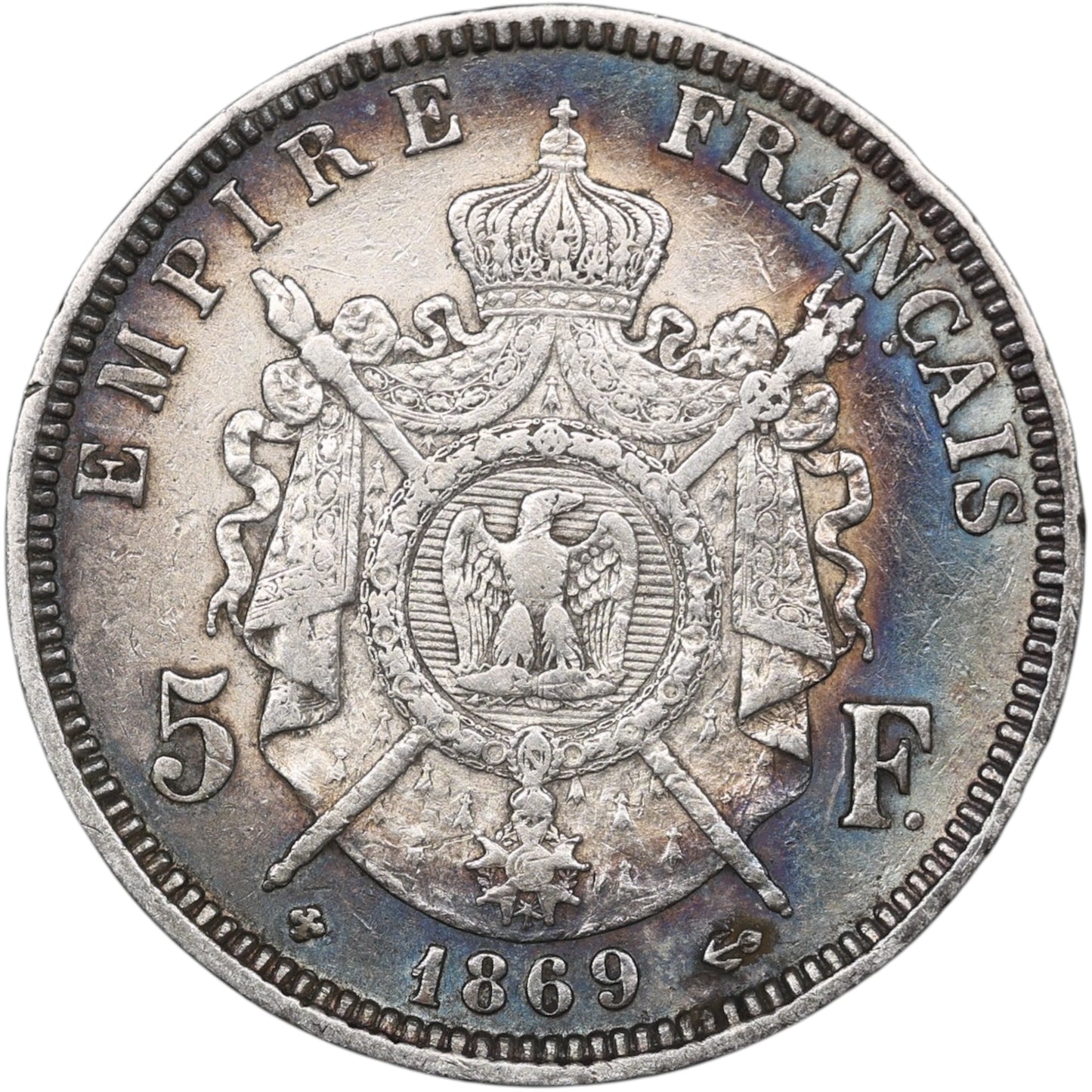 Napoléon III (1852-1870) 5 Francs Argent 1869 BB Strasbourg 24.87 gr