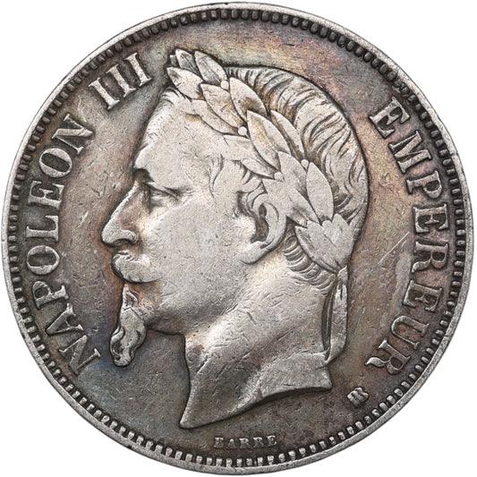 Napoléon III (1852-1870) 5 Francs Argent 1869 BB Strasbourg 24.87 gr