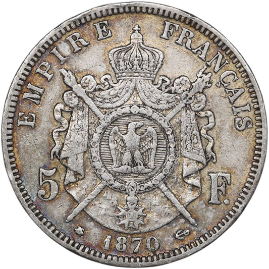 Napoléon III (1852-1870) 5 Francs Argent 1870 A Paris 24.87 gr