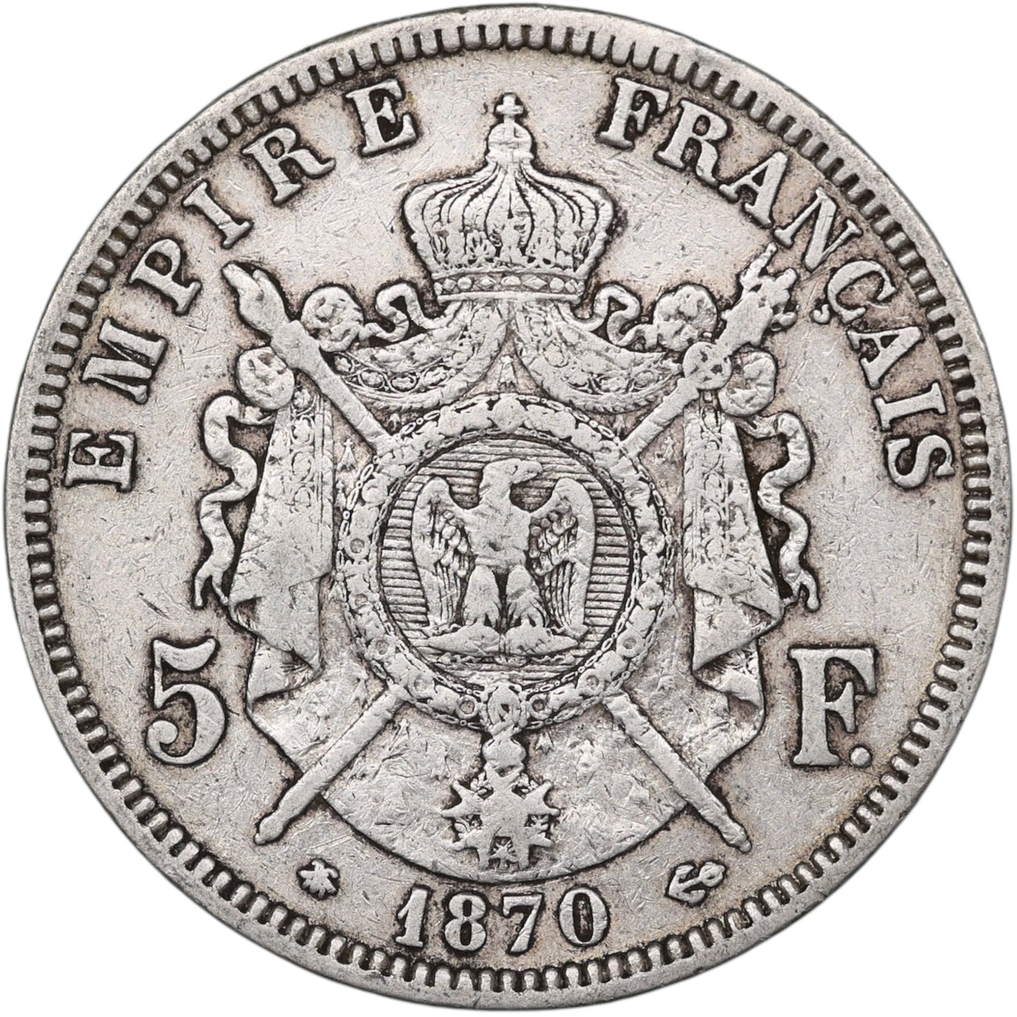 Napoléon III (1852-1870) 5 Francs Argent 1870 A Paris 24.72 gr