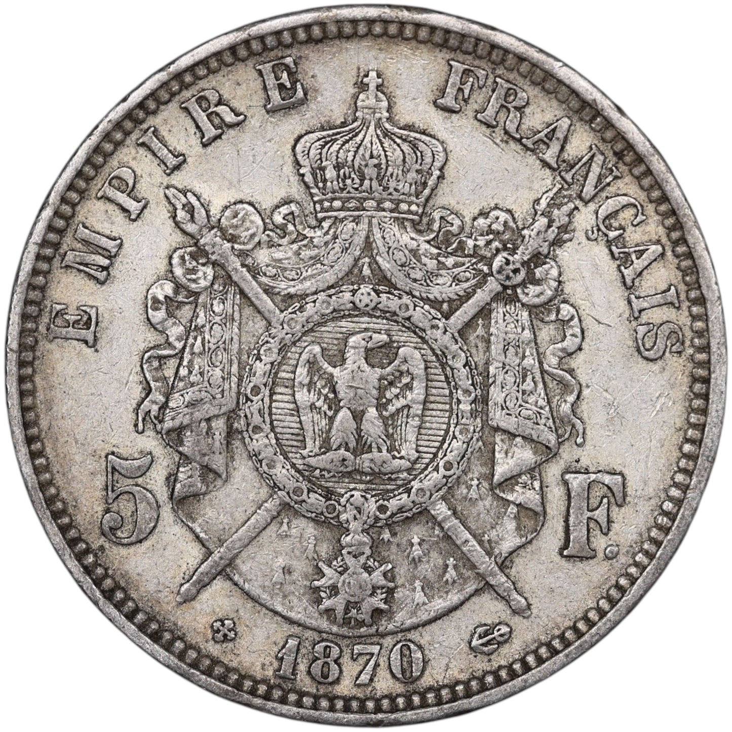 Napoléon III (1852-1870) 5 Francs Argent 1870 BB Strasbourg 25.00 gr