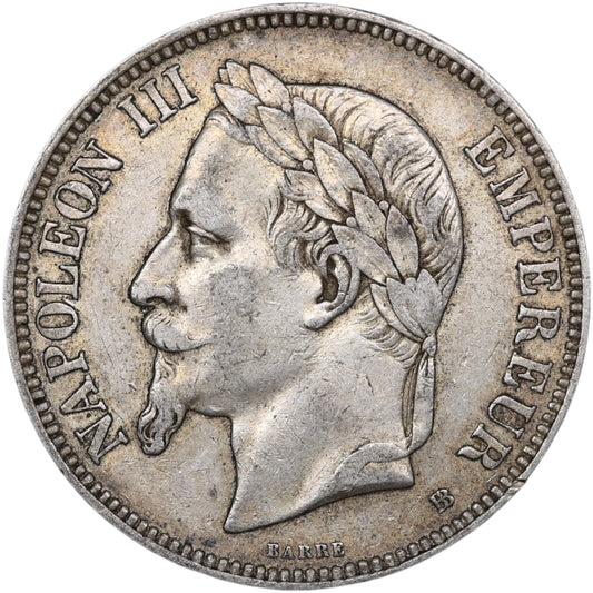 Napoléon III (1852-1870) 5 Francs Argent 1870 BB Strasbourg 25.00 gr