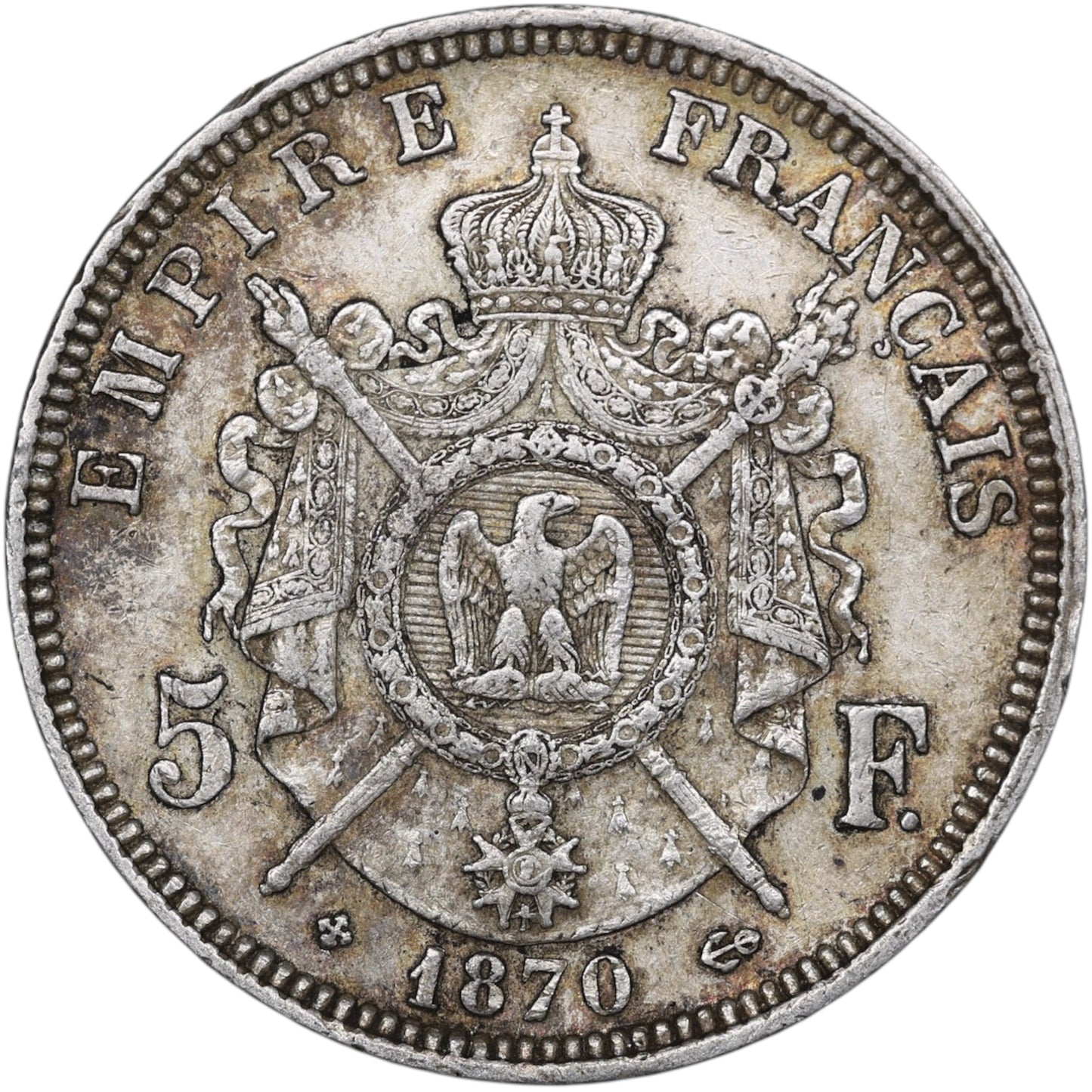 Napoléon III (1852-1870) 5 Francs Argent 1870 BB Strasbourg 24.92 gr