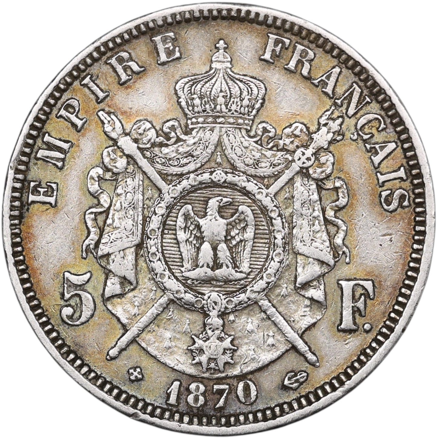 Napoléon III (1852-1870) 5 Francs Argent 1870 BB Strasbourg 24.93 gr