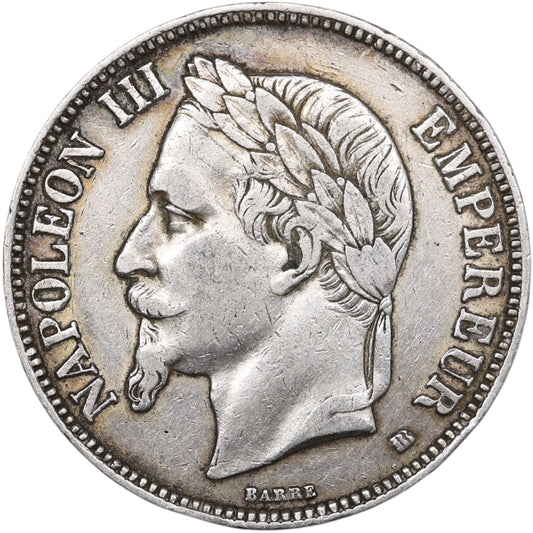 Napoléon III (1852-1870) 5 Francs Argent 1870 BB Strasbourg 24.93 gr
