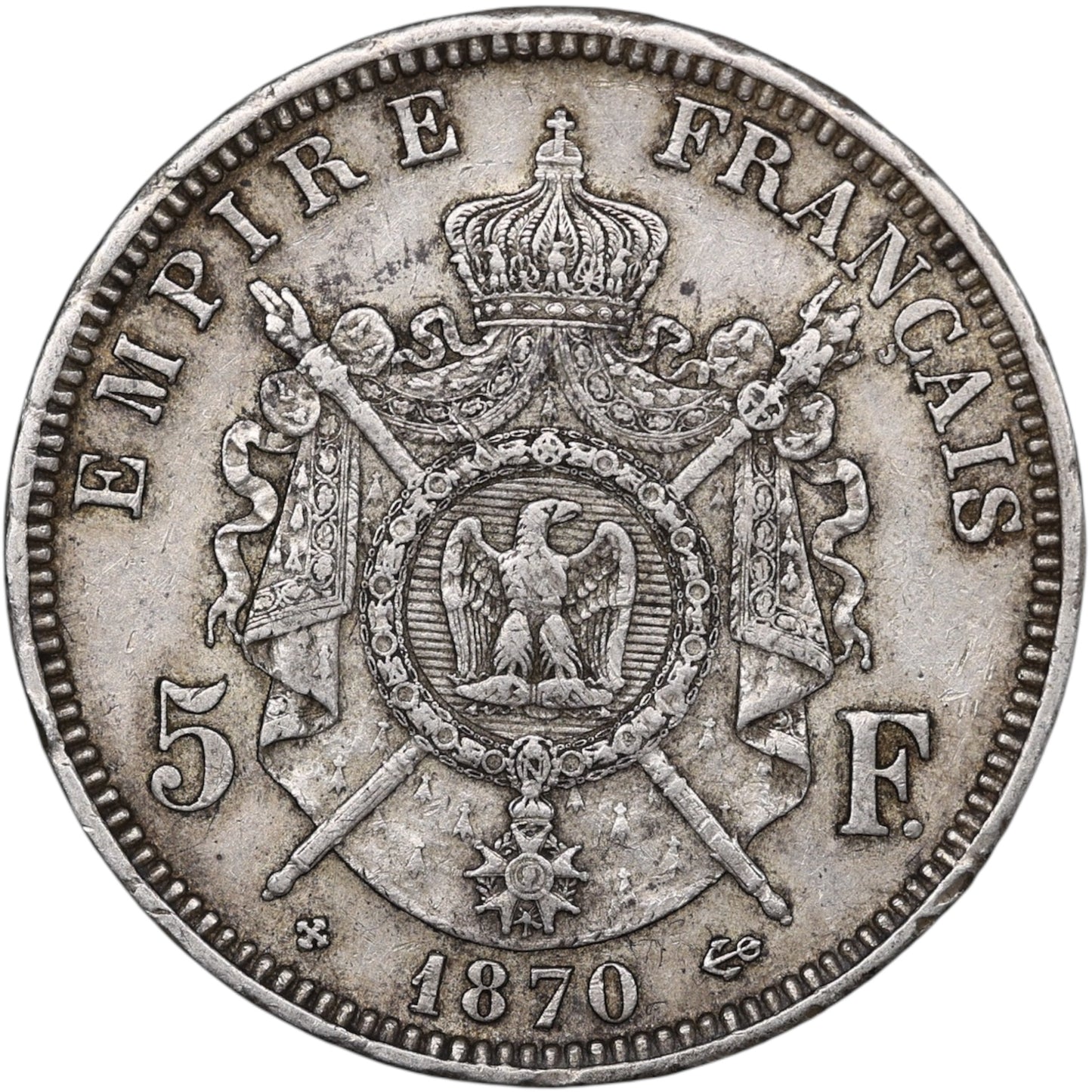 Napoléon III (1852-1870) 5 Francs Argent 1870 BB Strasbourg 24.86 gr