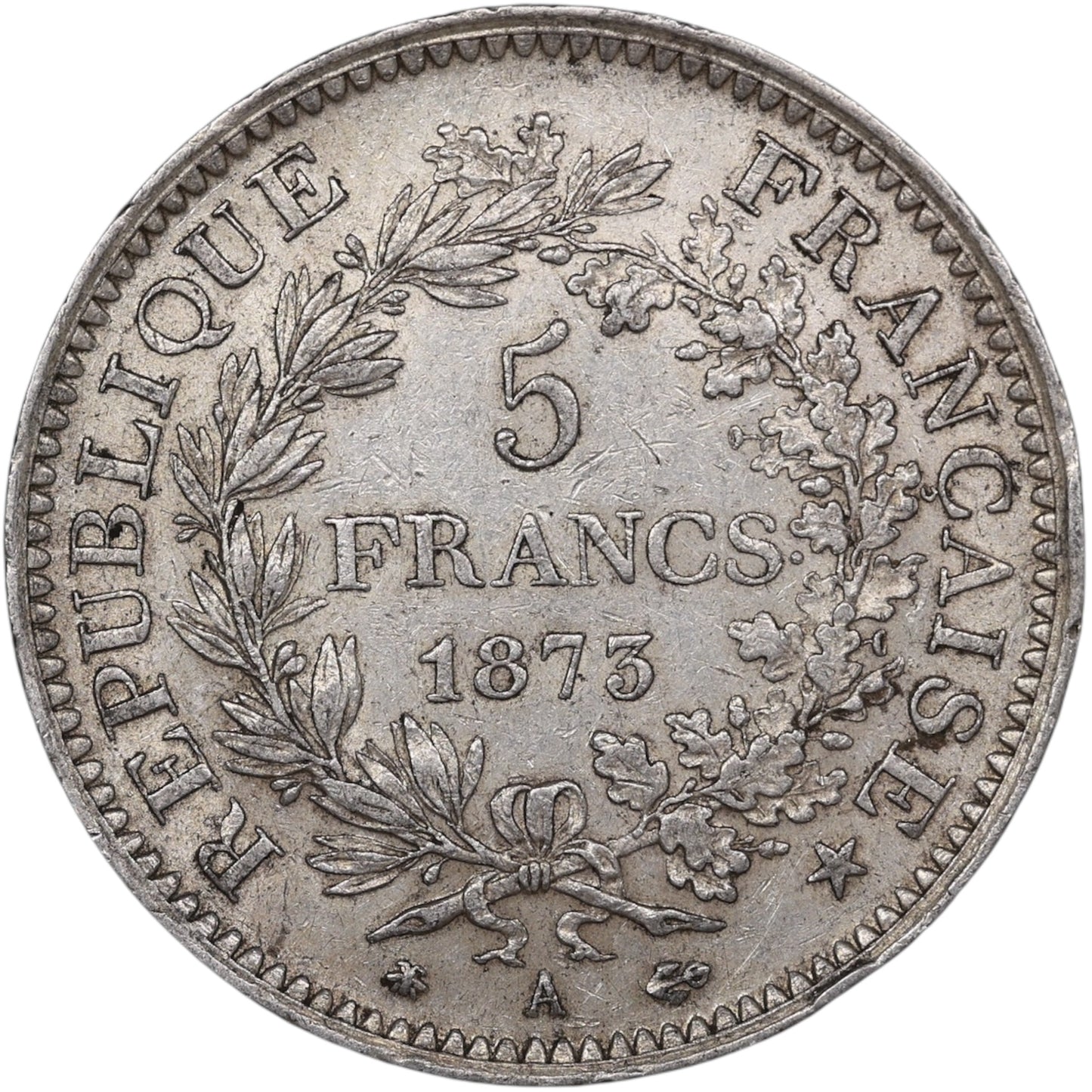 Troisième République (1871-1840) 5 Francs Argent 1873 A Paris Hercule 25.00 gr
