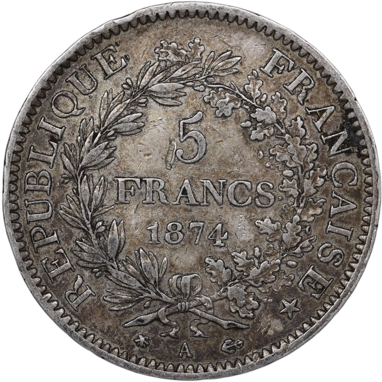 Troisième République (1871-1840) 5 Francs Argent 1874 A Paris Hercule 25.00 gr