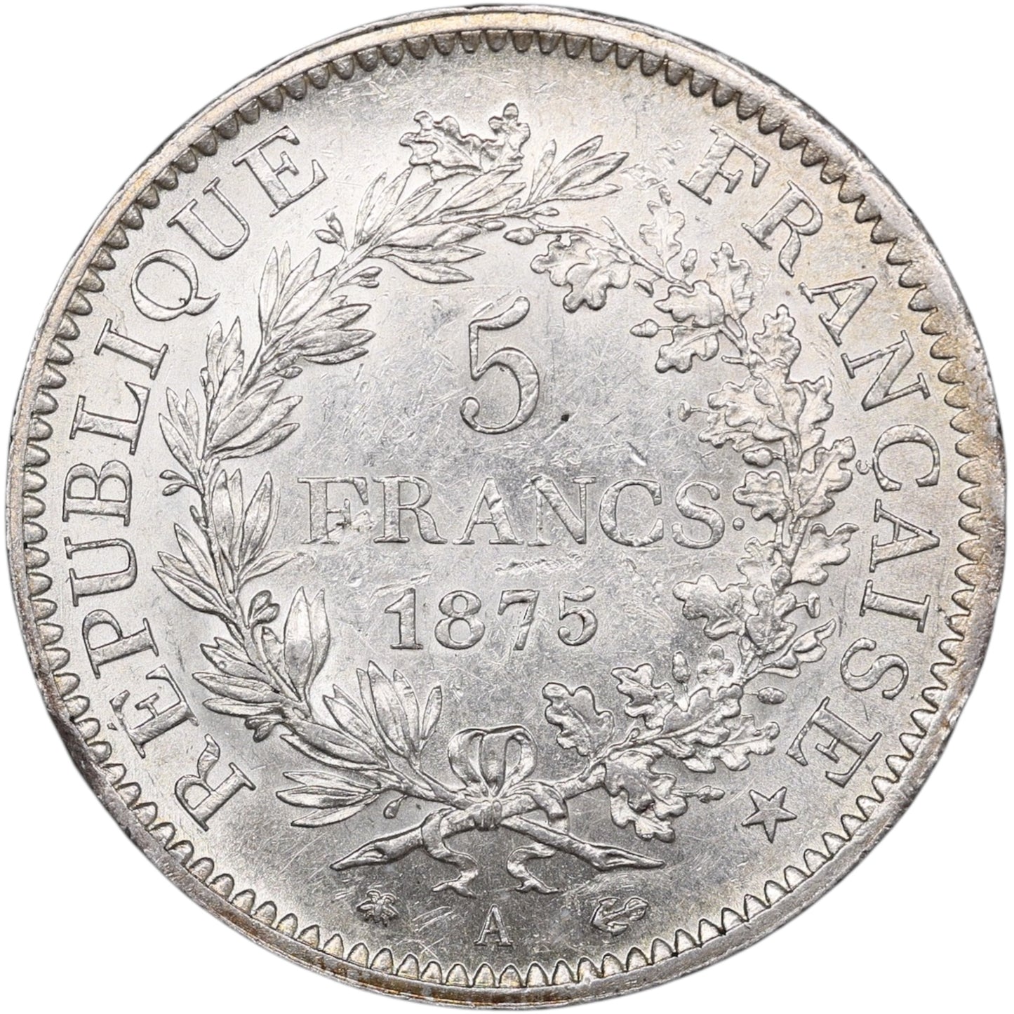 Troisième République (1871-1840) 5 Francs Argent 1875 A Paris Hercule 25.00 gr