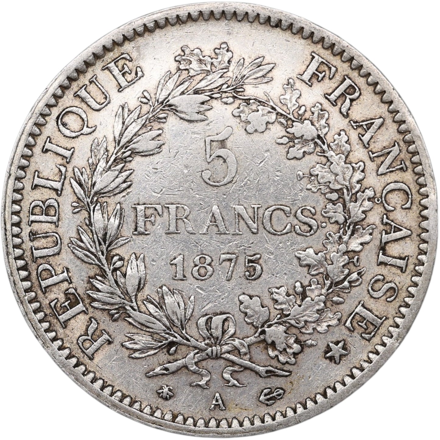 Troisième République (1871-1840) 5 Francs Argent 1875 A Paris Hercule 24.93 gr
