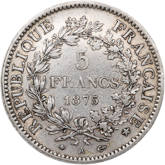 Troisième République (1871-1840) 5 Francs Argent 1875 A Paris Hercule 24.93 gr