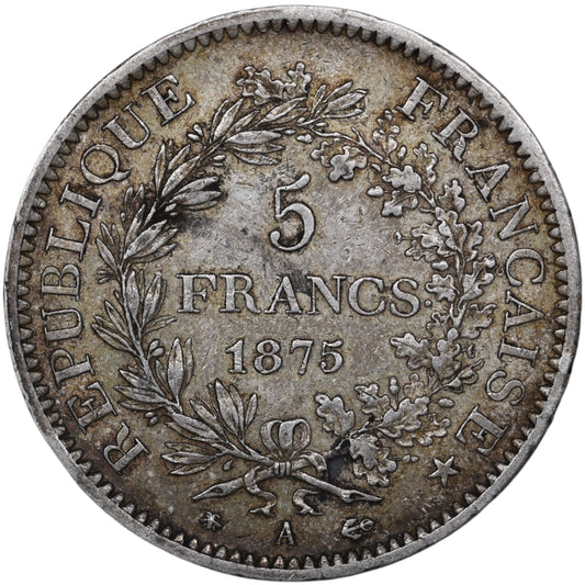 Troisième République (1871-1840) 5 Francs Argent 1875 A Paris Hercule 25.00 gr