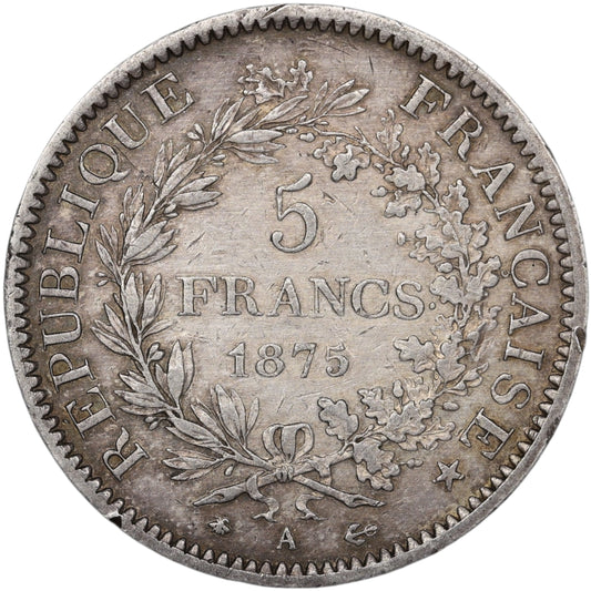 Troisième République (1871-1840) 5 Francs Argent 1875 A Paris Hercule 25.00 gr