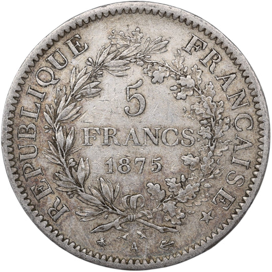Troisième République (1871-1840) 5 Francs Argent 1875 A Paris Hercule 25.00 gr