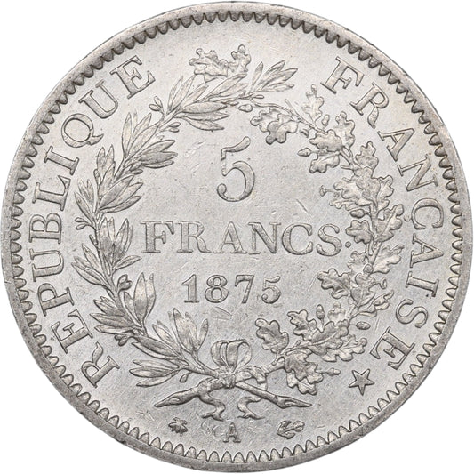 Troisième République (1871-1840) 5 Francs Argent 1875 A Paris Hercule 25.00 gr