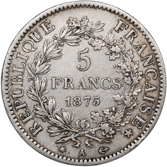 Troisième République (1871-1840) 5 Francs Argent 1875 A Paris Hercule 25.00 gr