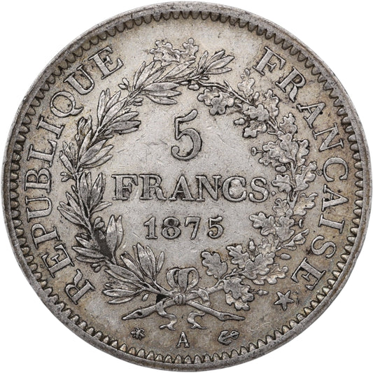 Troisième République (1871-1840) 5 Francs Argent 1875 A Paris Hercule 24.95 gr