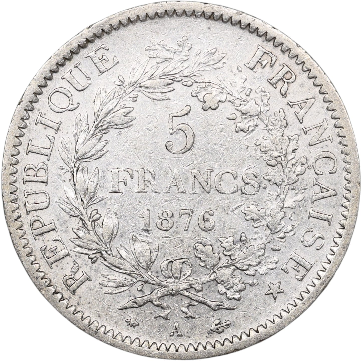 Troisième République (1871-1840) 5 Francs Argent 1876 A Paris Hercule 24.89 gr