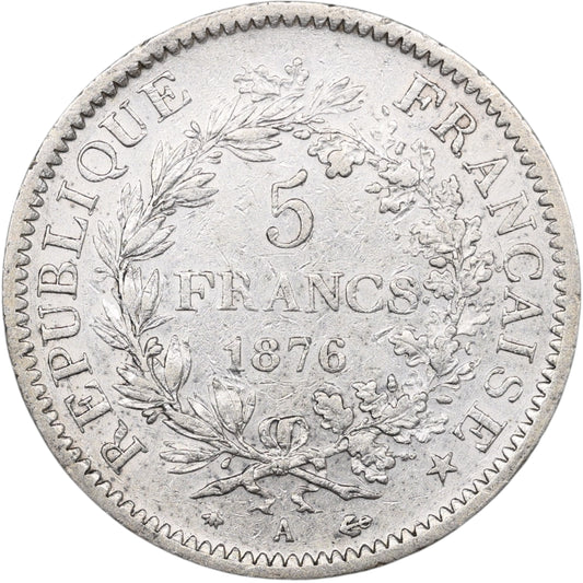 Troisième République (1871-1840) 5 Francs Argent 1876 A Paris Hercule 24.89 gr