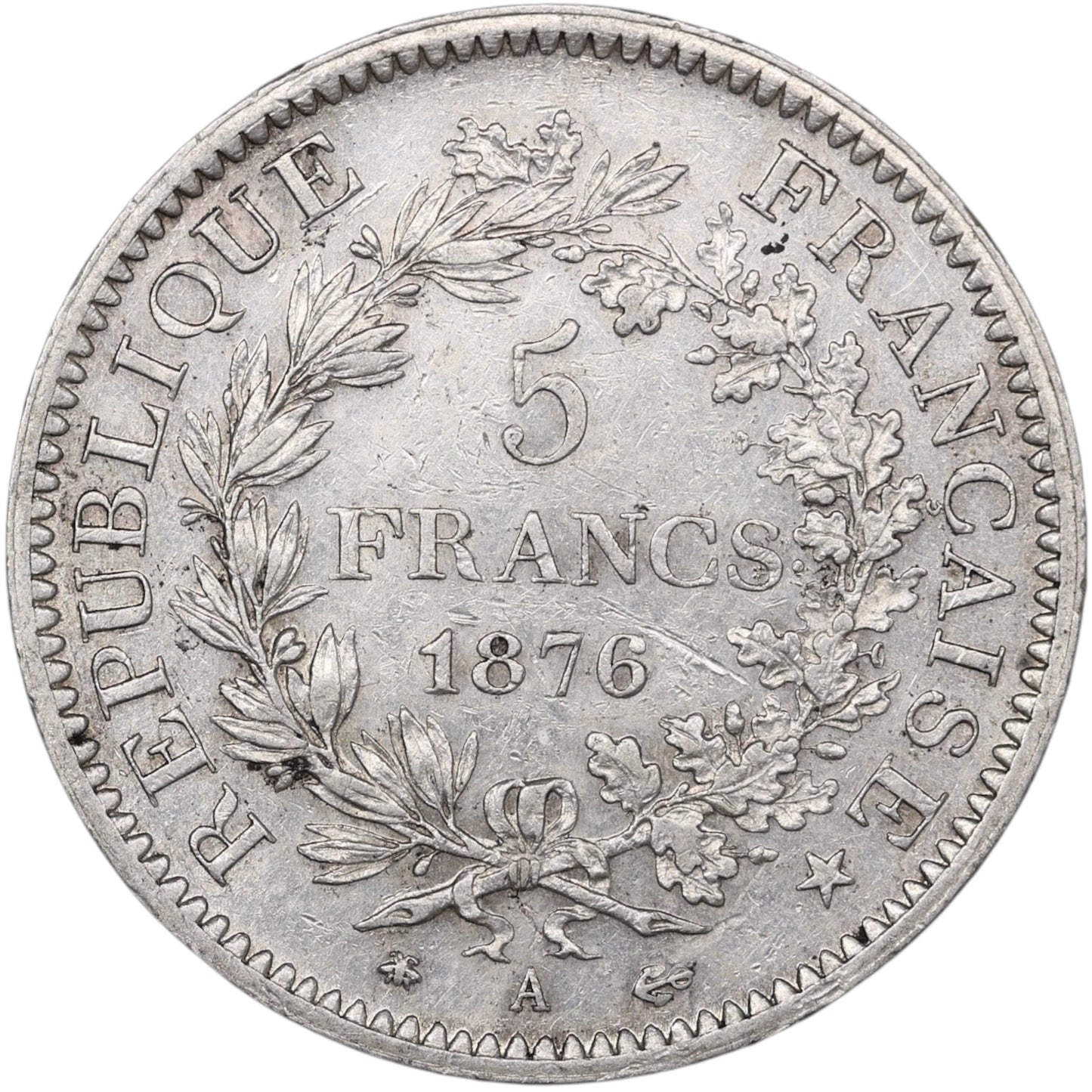 Troisième République (1871-1840) 5 Francs Argent 1876 A Paris Hercule 25.00 gr