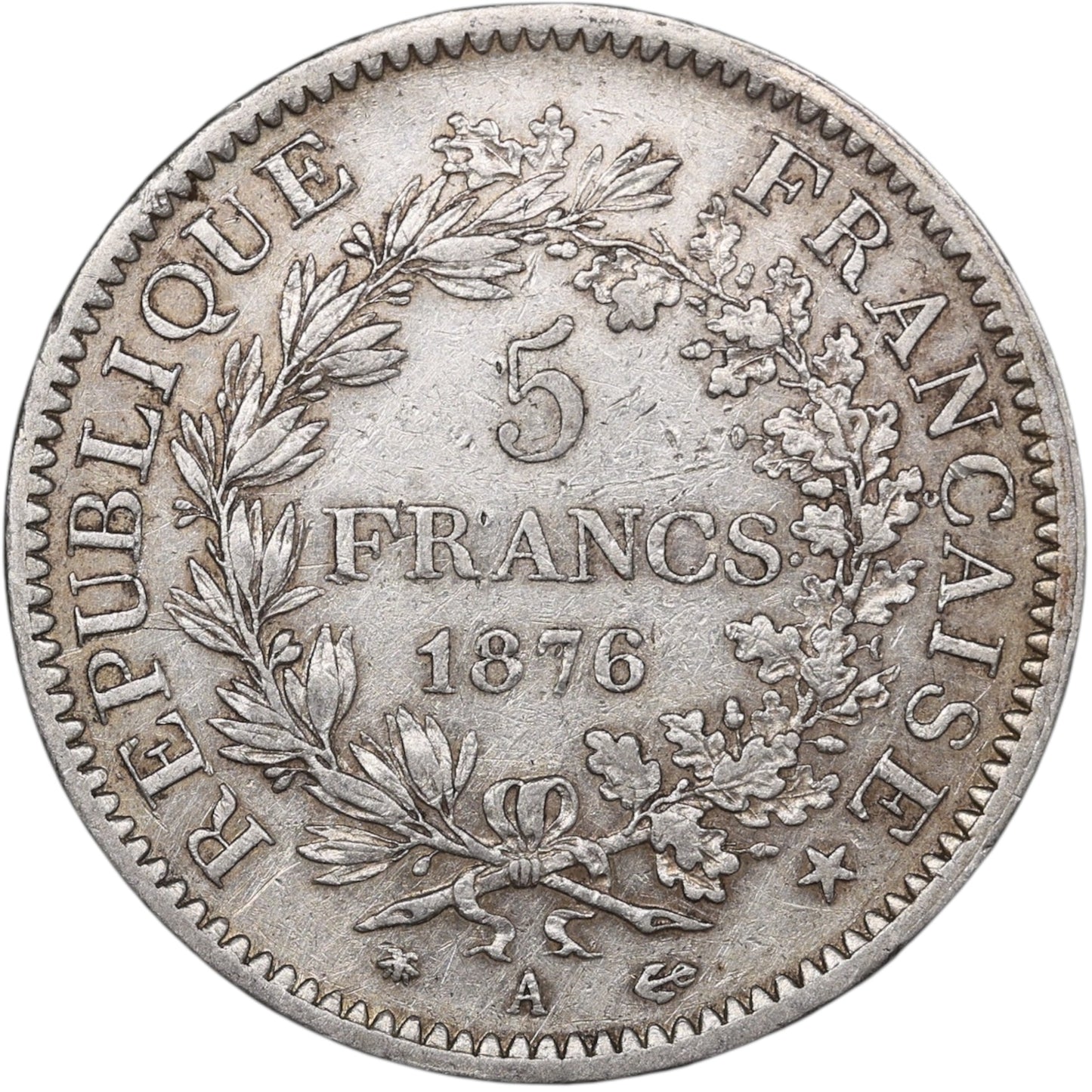 Troisième République (1871-1840) 5 Francs Argent 1876 A Paris Hercule 25.00 gr