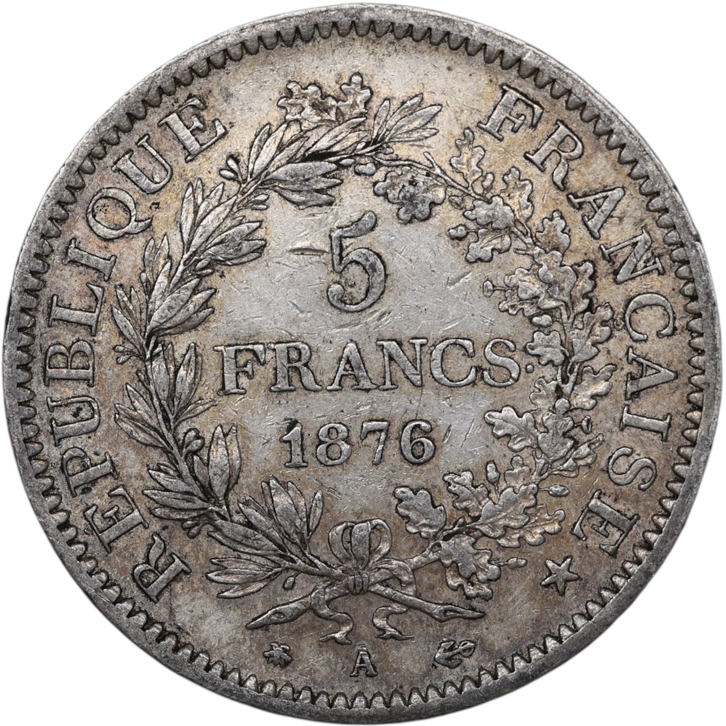 Troisième République (1871-1840) 5 Francs Argent 1876 A Paris Hercule 24.95 gr