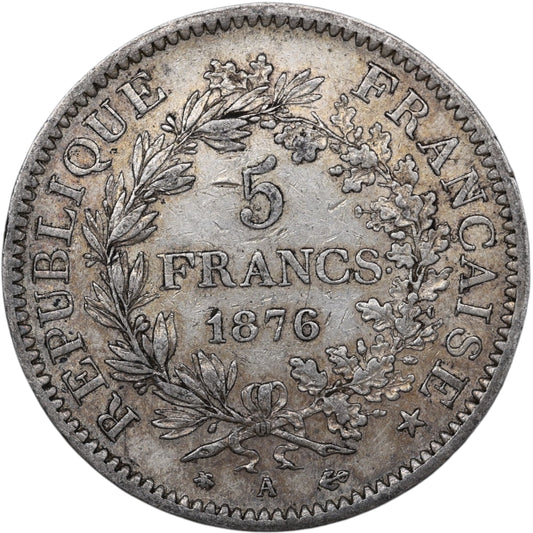 Troisième République (1871-1840) 5 Francs Argent 1876 A Paris Hercule 24.95 gr