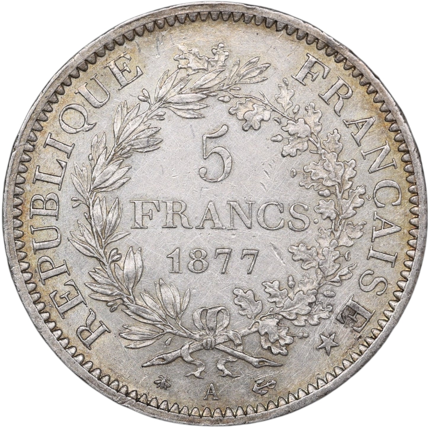 Troisième République (1871-1840) 5 Francs Argent 1877 A Paris Hercule 25.00 gr
