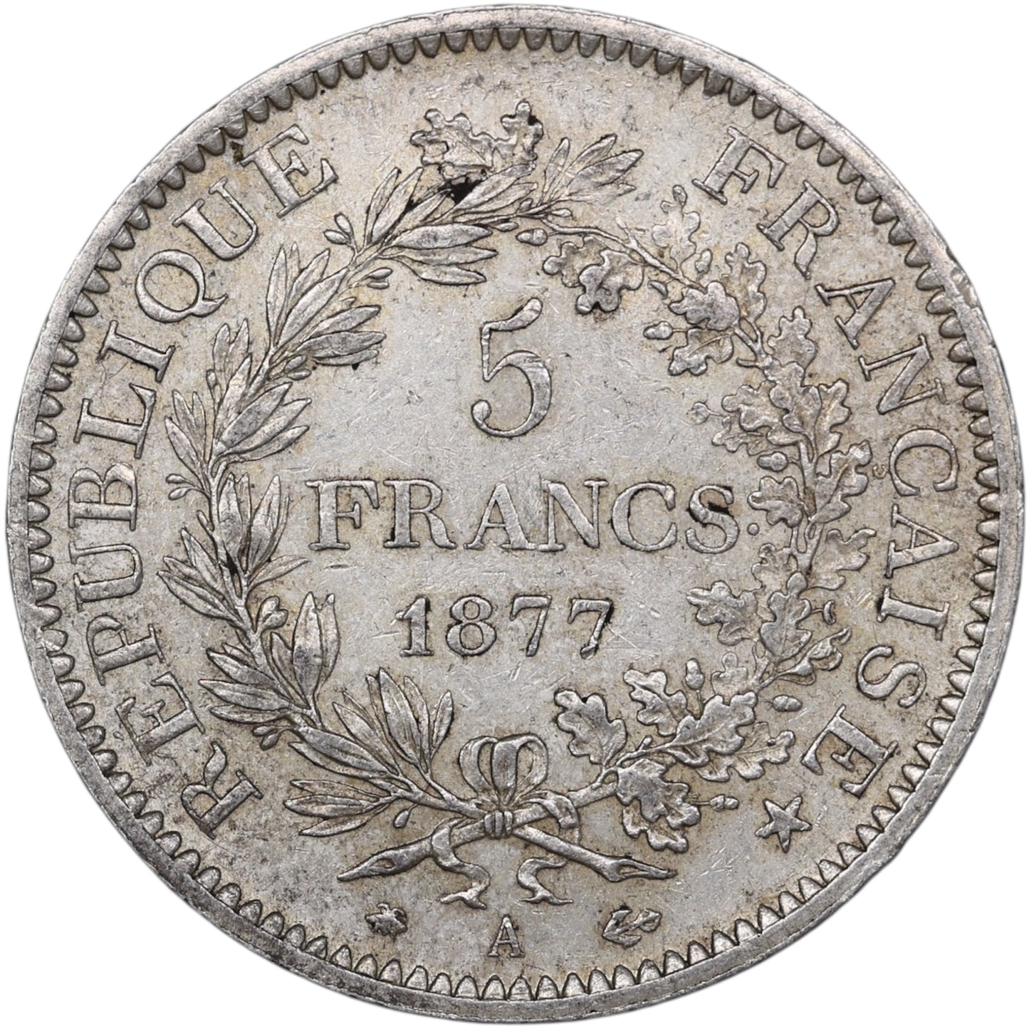 Troisième République (1871-1840) 5 Francs Argent 1877 A Paris Hercule 25.04 gr