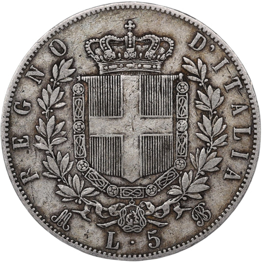 Italie Victor Emmanuel II (1861-1878) 5 Lire Argent 1869 M Milan 24.82 gr