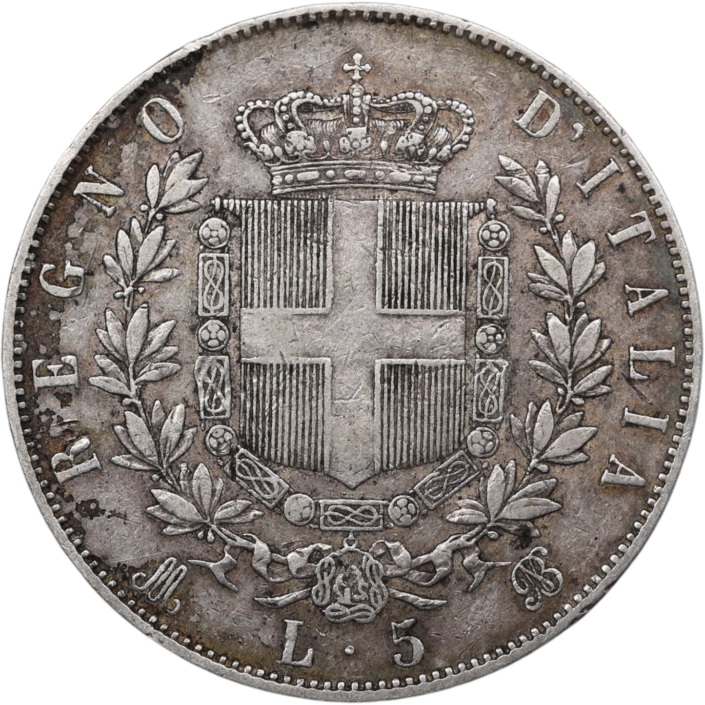 Italie Victor Emmanuel II (1861-1878) 5 Lire Argent 1870 M Milan 24.85 gr