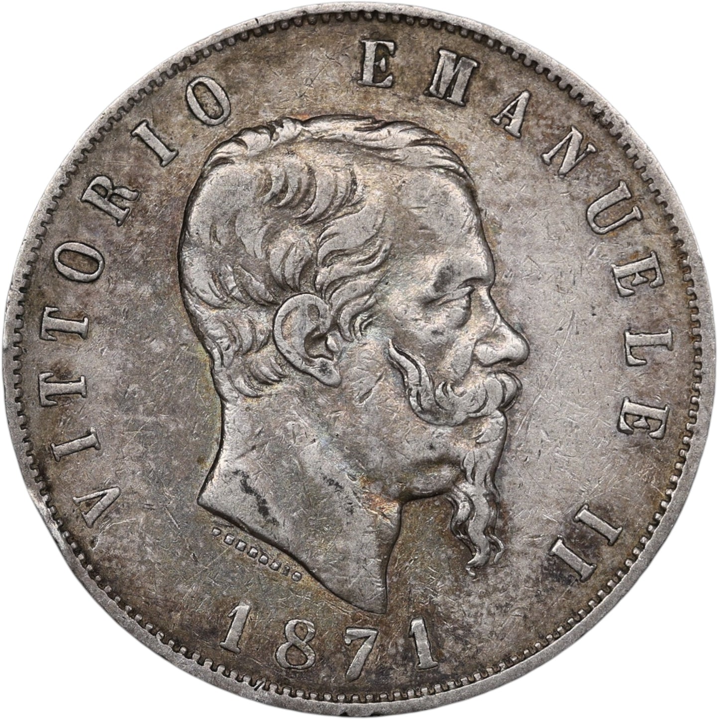 Italie Victor Emmanuel II (1861-1878) 5 Lire Argent 1871 M Milan 24.86 gr