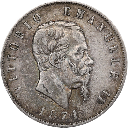 Italie Victor Emmanuel II (1861-1878) 5 Lire Argent 1871 M Milan 24.86 gr