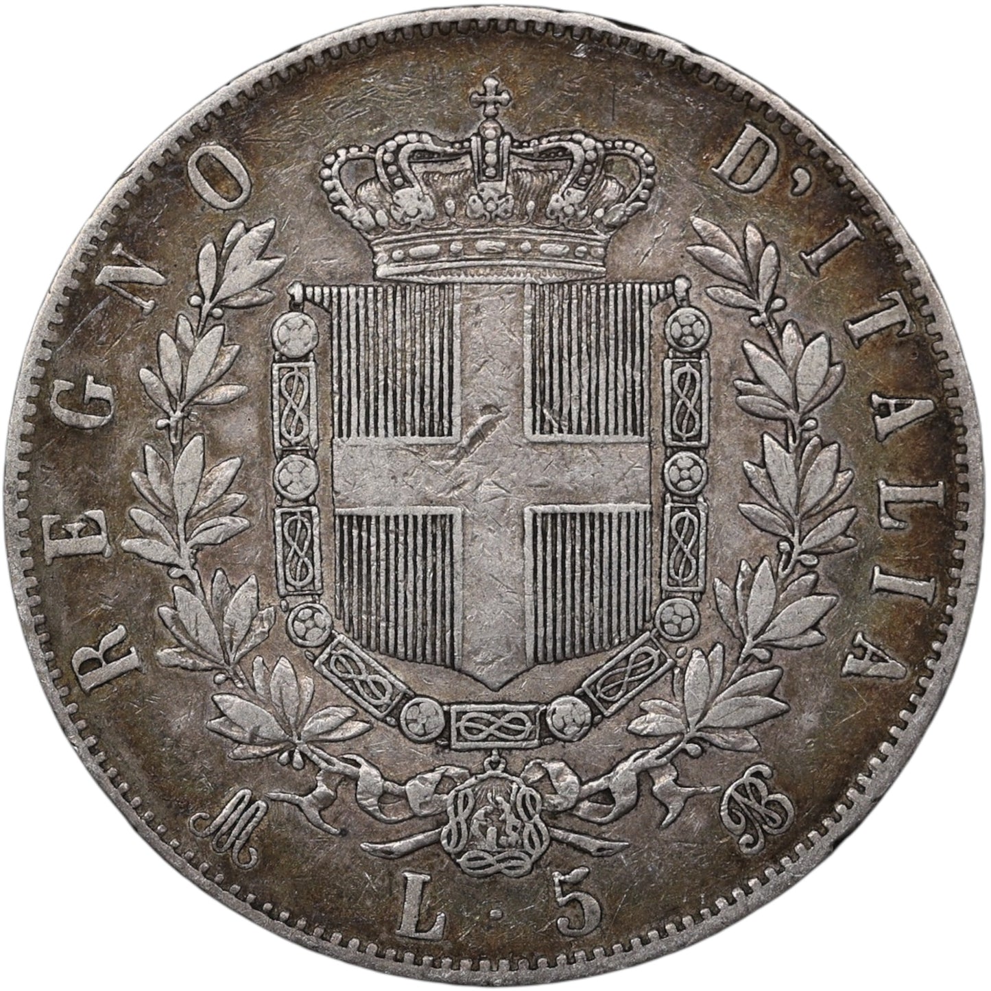 Italie Victor Emmanuel II (1861-1878) 5 Lire Argent 1871 M Milan 24.86 gr