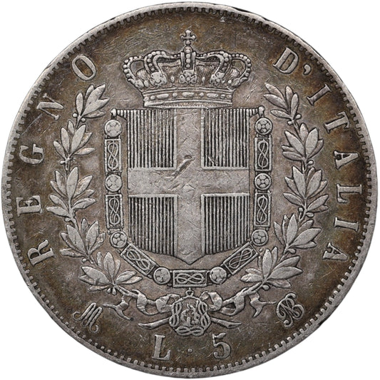 Italie Victor Emmanuel II (1861-1878) 5 Lire Argent 1871 M Milan 24.86 gr