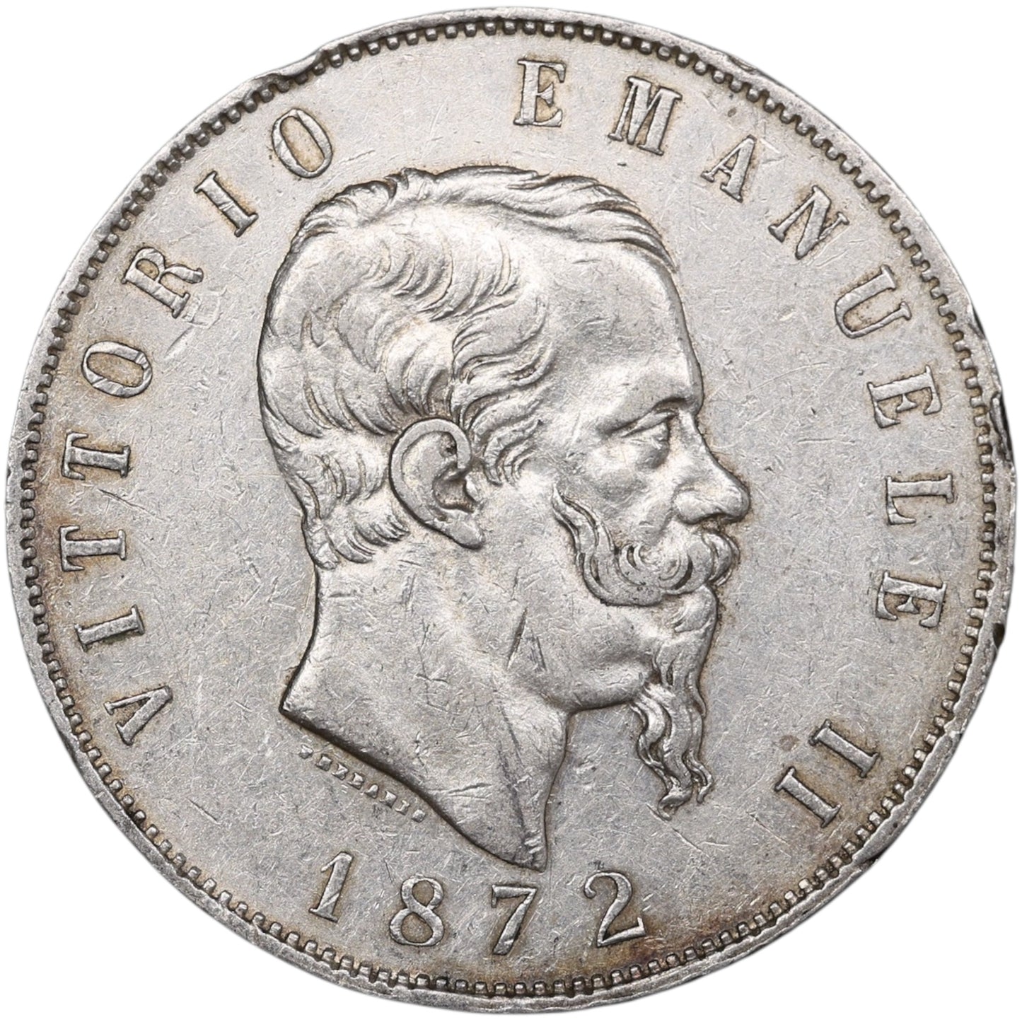 Italie Victor Emmanuel II (1861-1878) 5 Lire Argent 1872 M Milan 24.93 gr