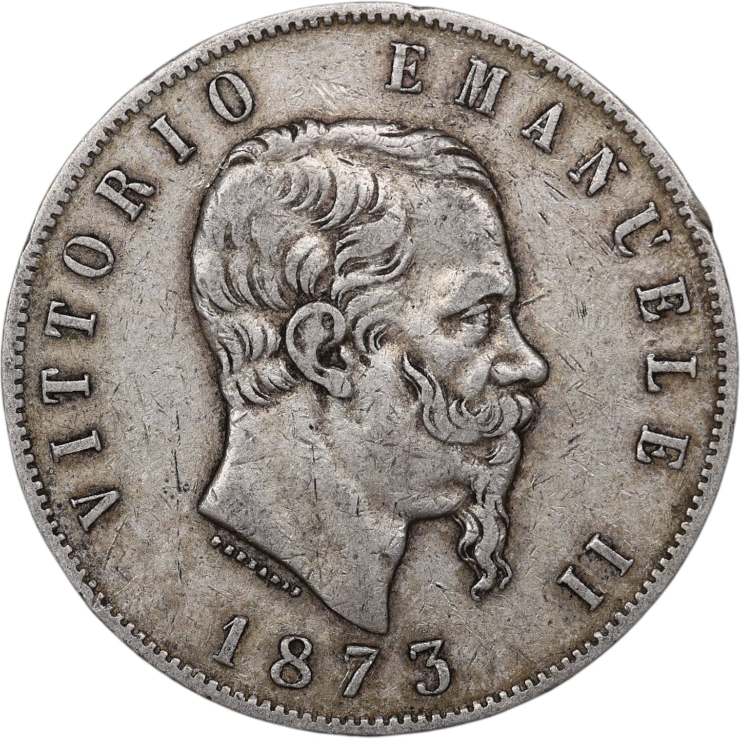 Italie Victor Emmanuel II (1861-1878) 5 Lire Argent 1873 M Milan 24.94 gr