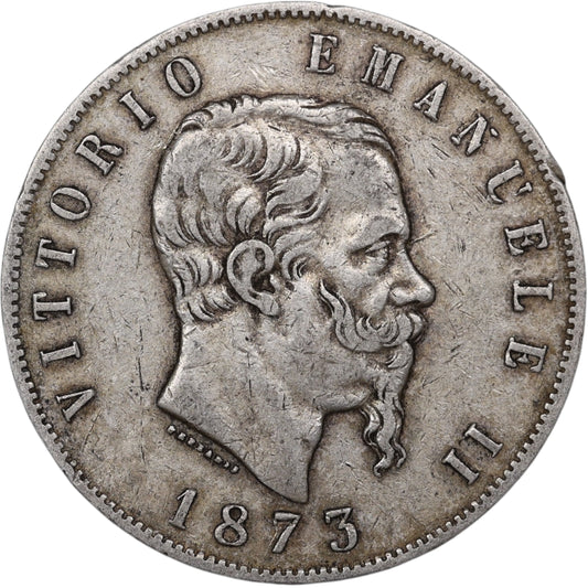 Italie Victor Emmanuel II (1861-1878) 5 Lire Argent 1873 M Milan 24.94 gr