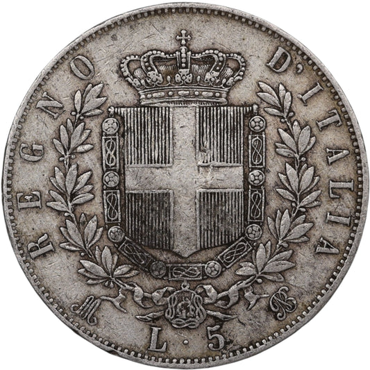 Italie Victor Emmanuel II (1861-1878) 5 Lire Argent 1873 M Milan 24.94 gr
