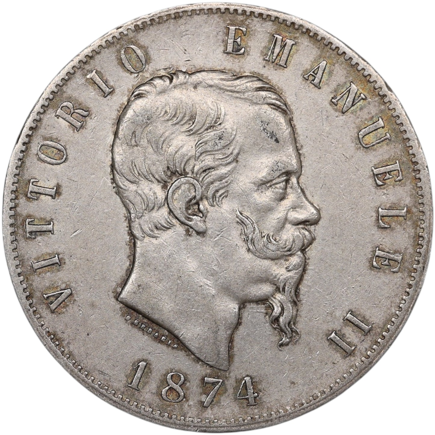 Italie Victor Emmanuel II (1861-1878) 5 Lire Argent 1874 M Milan 24.92 gr
