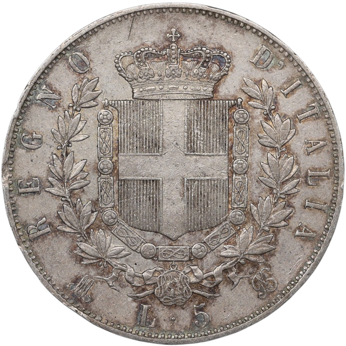 Italie Victor Emmanuel II (1861-1878) 5 Lire Argent 1874 M Milan 24.92 gr