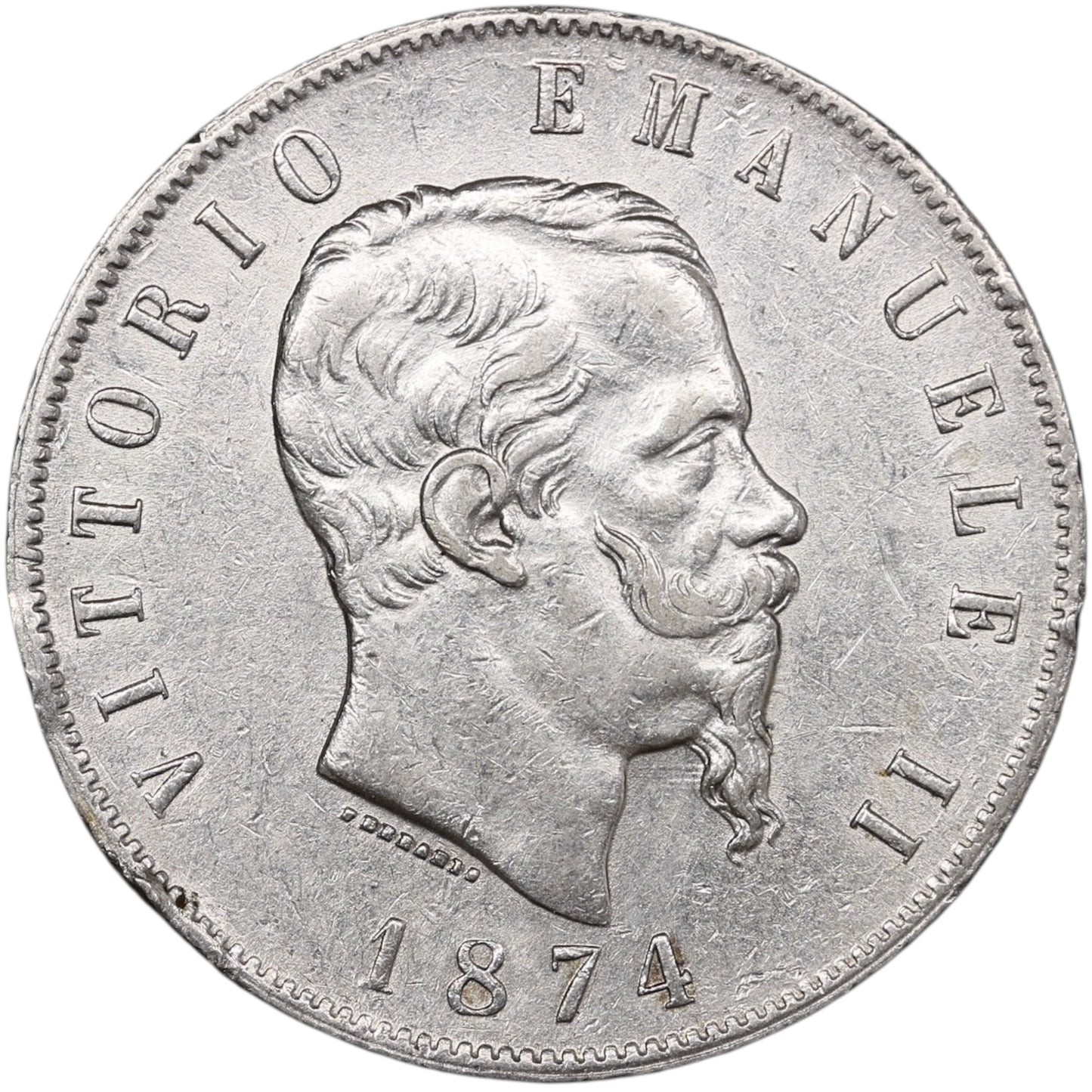 Italie Victor Emmanuel II (1861-1878) 5 Lire Argent 1874 M Milan 24.95 gr