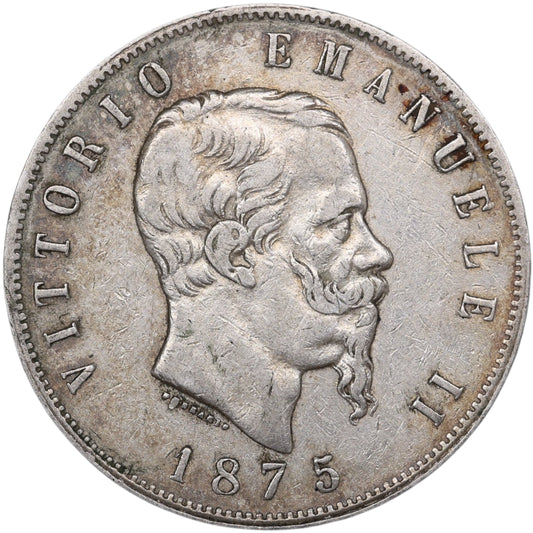 Italie Victor Emmanuel II (1861-1878) 5 Lire Argent 1875 M Milan 24.93 gr