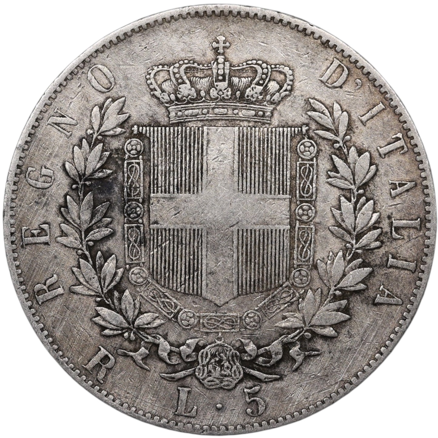 Italie Victor Emmanuel II (1861-1878) 5 Lire Argent 1877 R Rome 24.90 gr