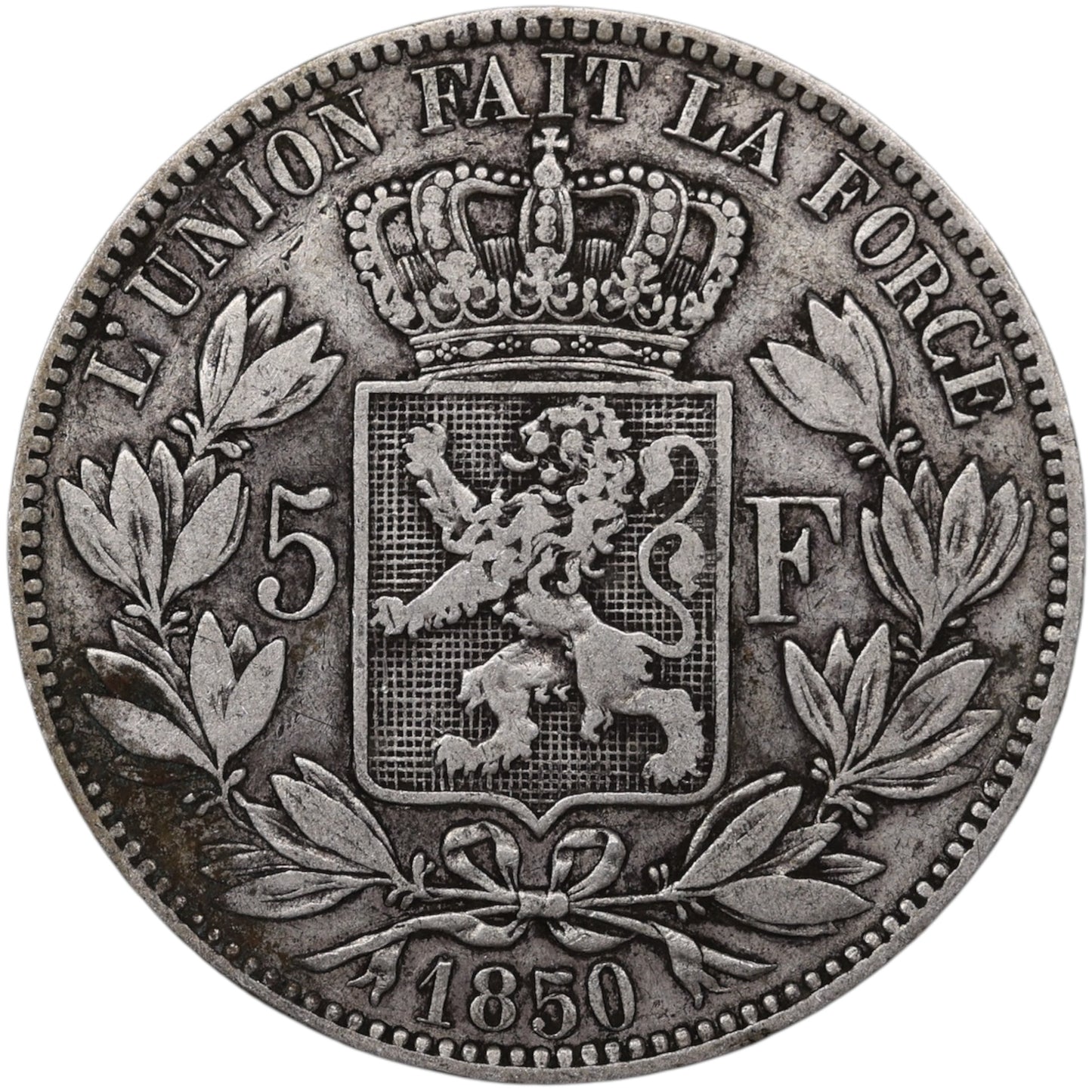 Belgique Léopold Ier (1831-1865) 5 Francs Argent 1850 24.83 gr