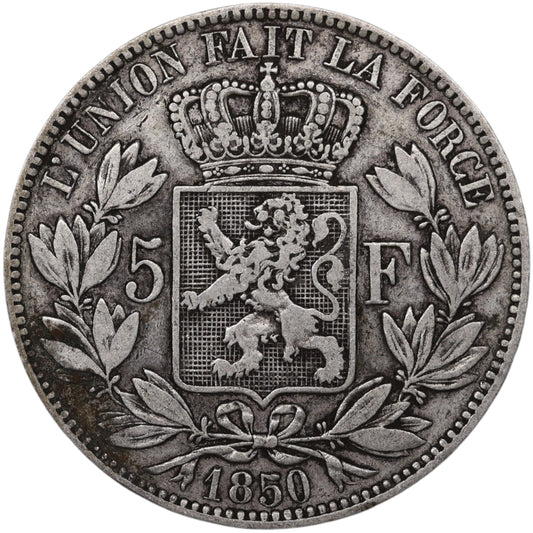 Belgique Léopold Ier (1831-1865) 5 Francs Argent 1850 24.83 gr