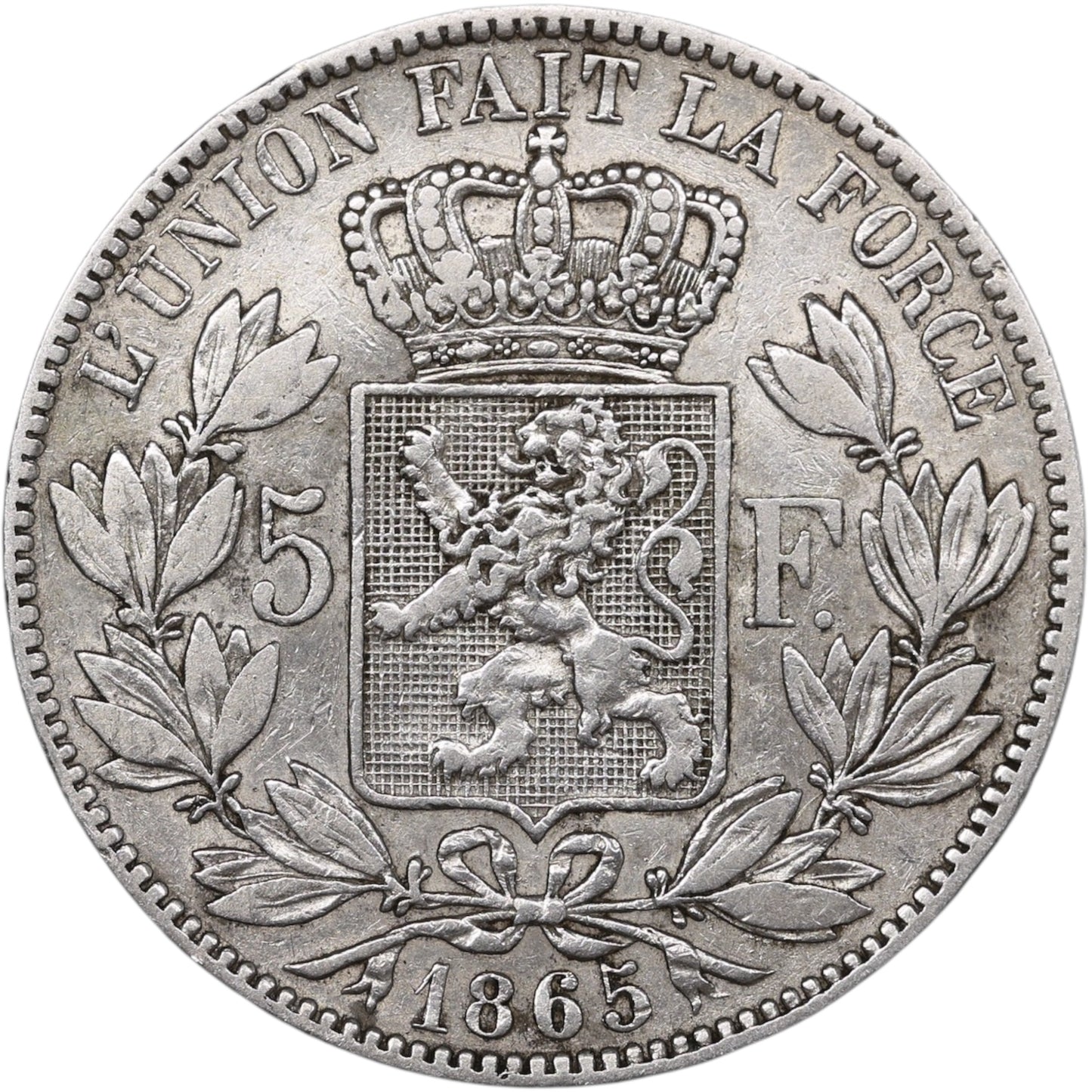 Belgique Léopold Ier (1831-1865) 5 Francs Argent 1865 24.78 gr